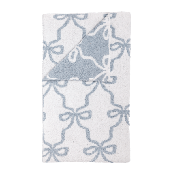 Blue Chenille Bow Blanket