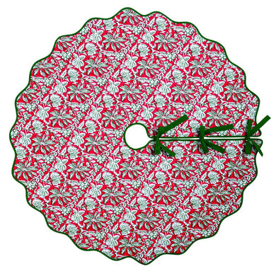Christmas Block Print Tree Skirt