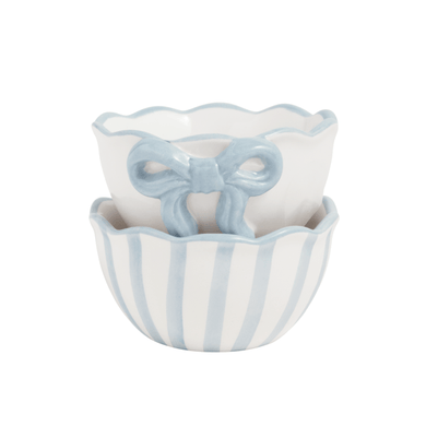 Stripe And Blue Bow Ramekin Set