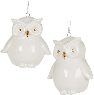 White Porcelain Owl Ornament