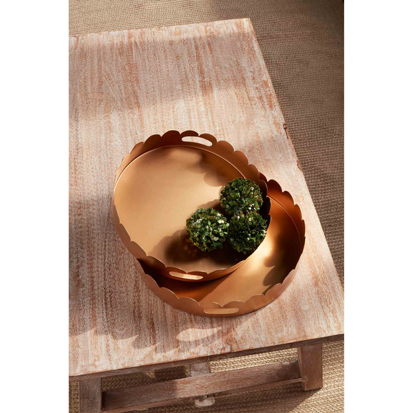 Nested Scalloped Metal Trays Gold