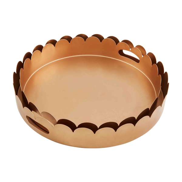 Nested Scalloped Metal Trays Gold