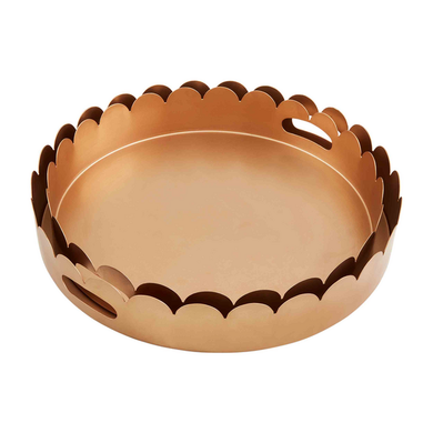 Nested Scalloped Metal Trays Gold