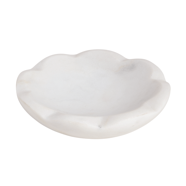 Marble Scallop Dish - White