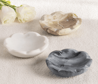 Marble Scallop Dish - White