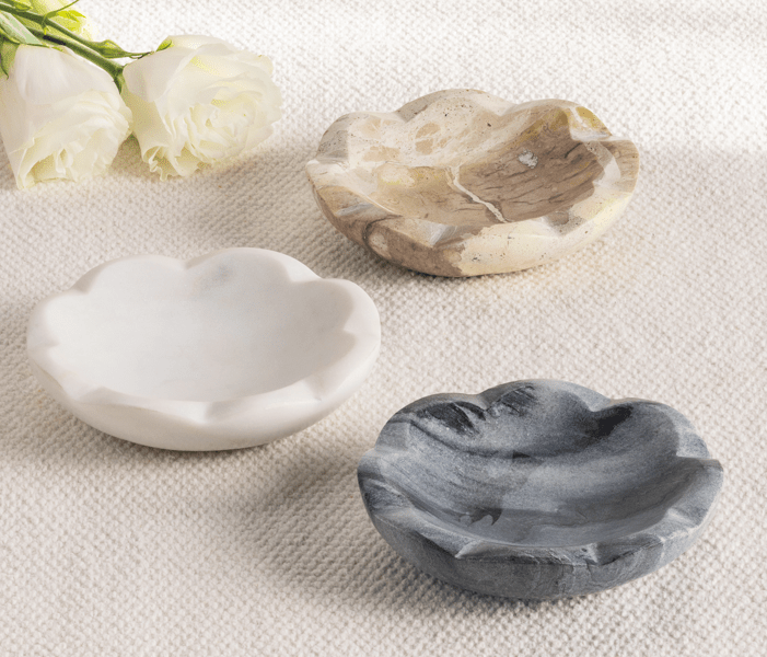 Marble Scallop Dish - Gray