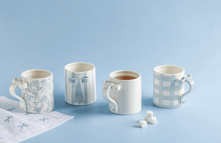 Gingham Bow Handle Mug