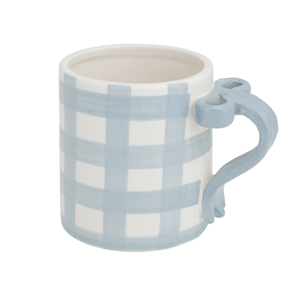 Gingham Bow Handle Mug
