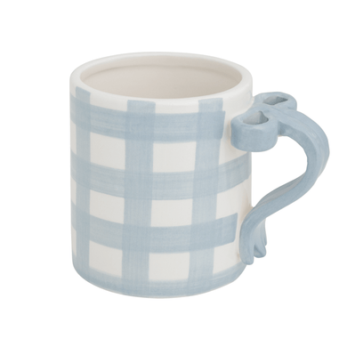 Gingham Bow Handle Mug