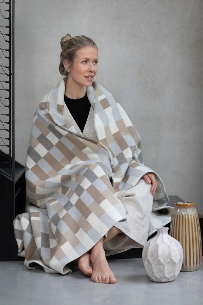David Fussenegger Luca Throw Ecru Patchwork - 200x140 cm