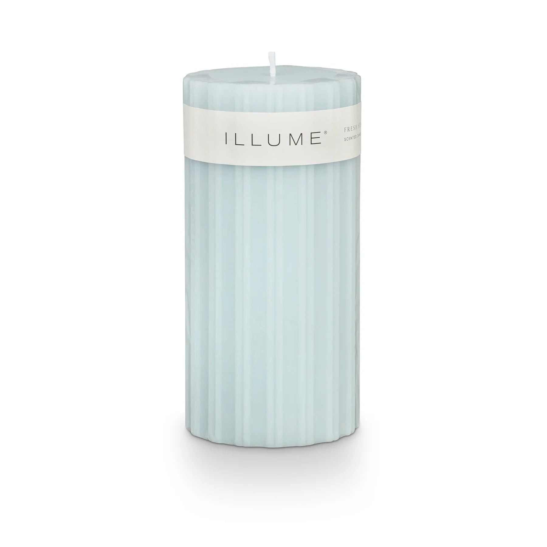 Illume Fresh Sea Salt Ribbed Pillar Medium Candle