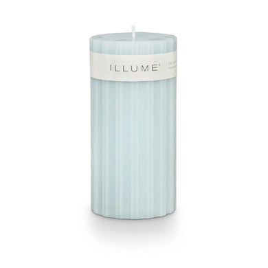Illume Fresh Sea Salt Ribbed Pillar Medium Candle