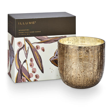 Illume Woodfire Large Crackle Glass Candle