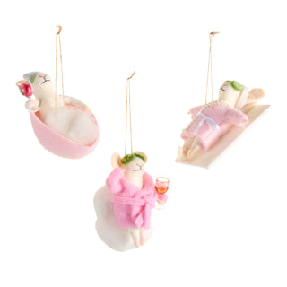 Spa Day Mice Ornaments 5.5