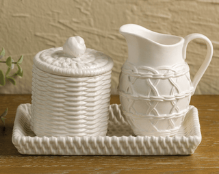 Woven Ceramic Cream And Sugar Set