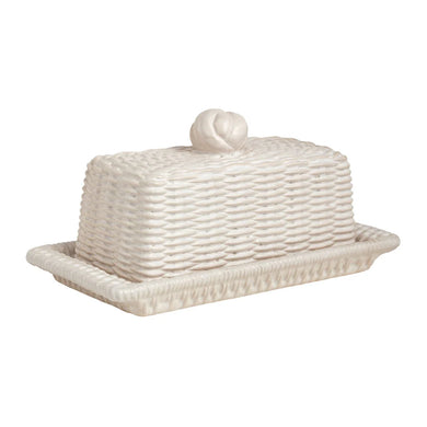Woven Stoneware Butter Dish