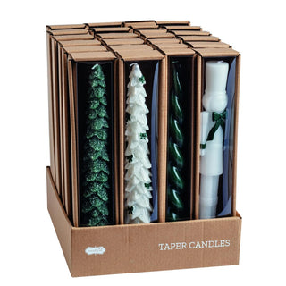 White Christmas Taper Candle - Assorted