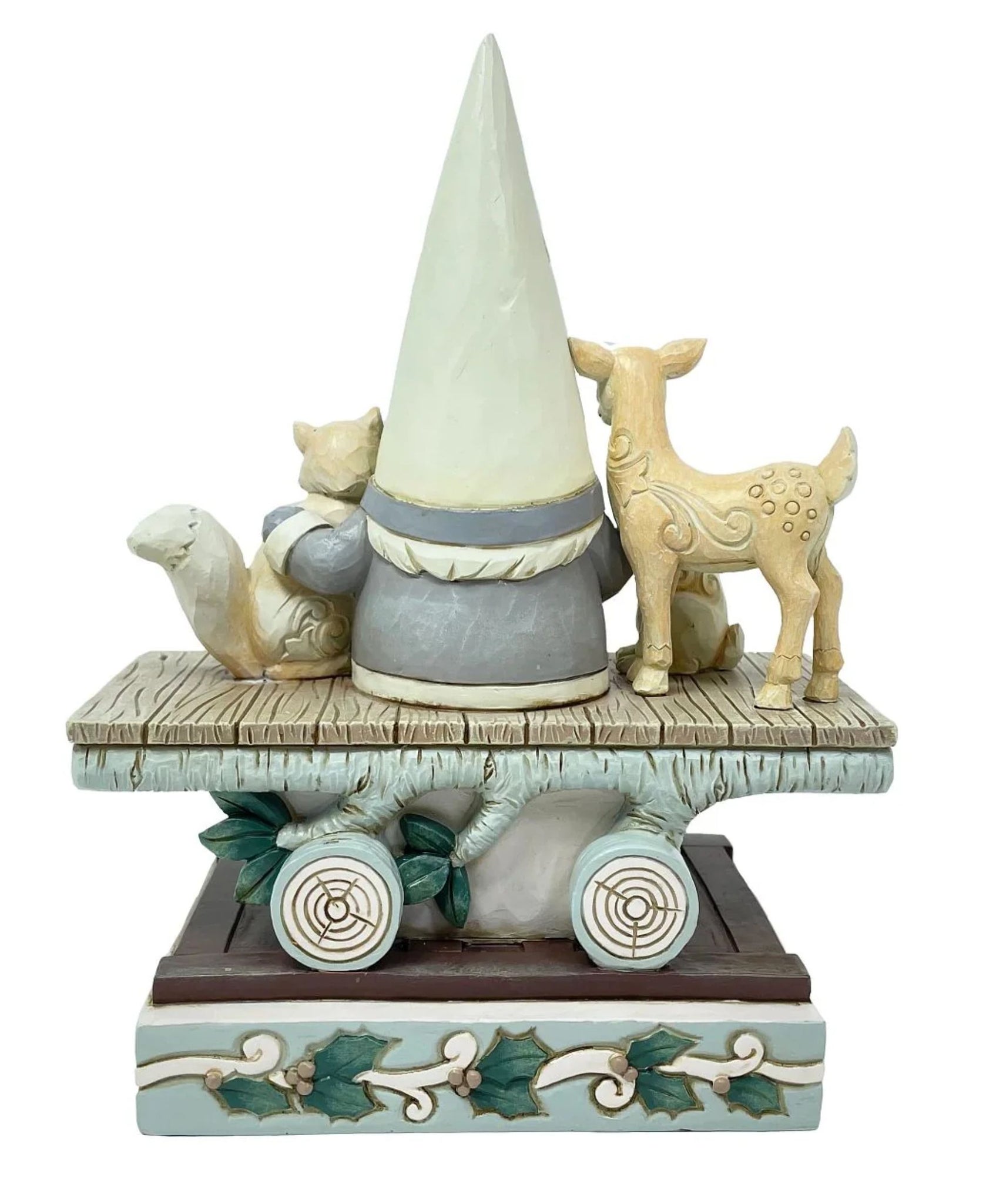 Jim Shore White Woodland Gnome with Animals on Train Car Figurine
