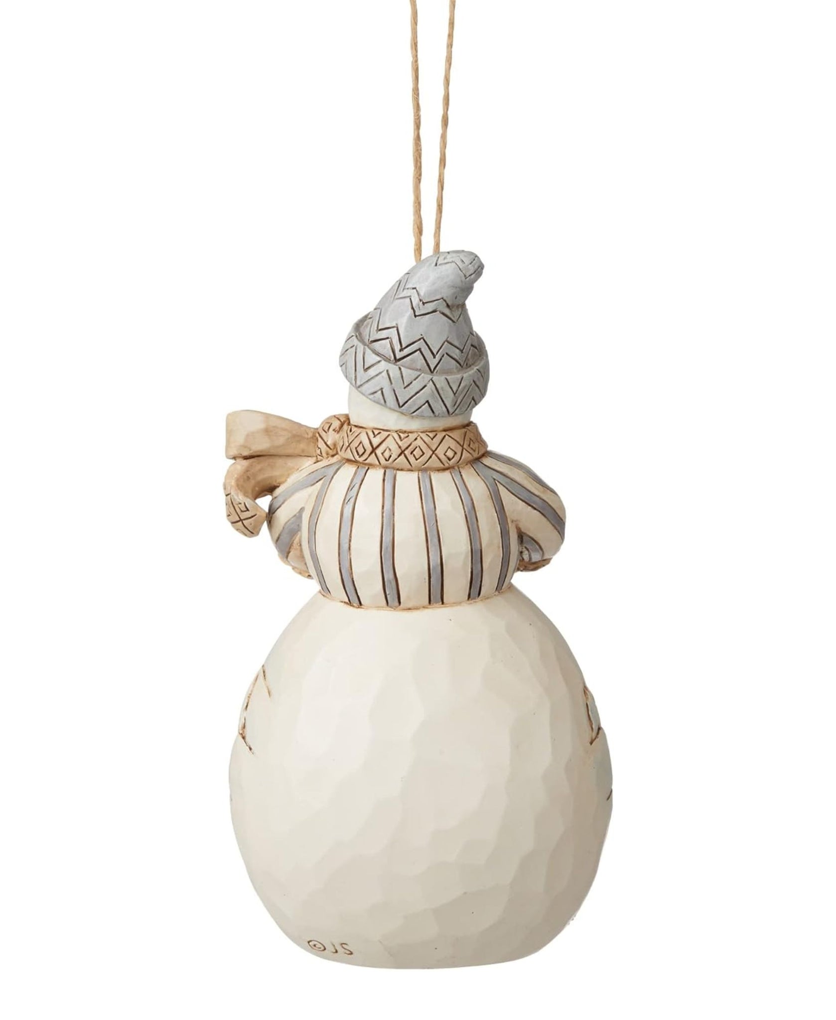 Jim Shore White Woodland Snowman with Basket Ornament