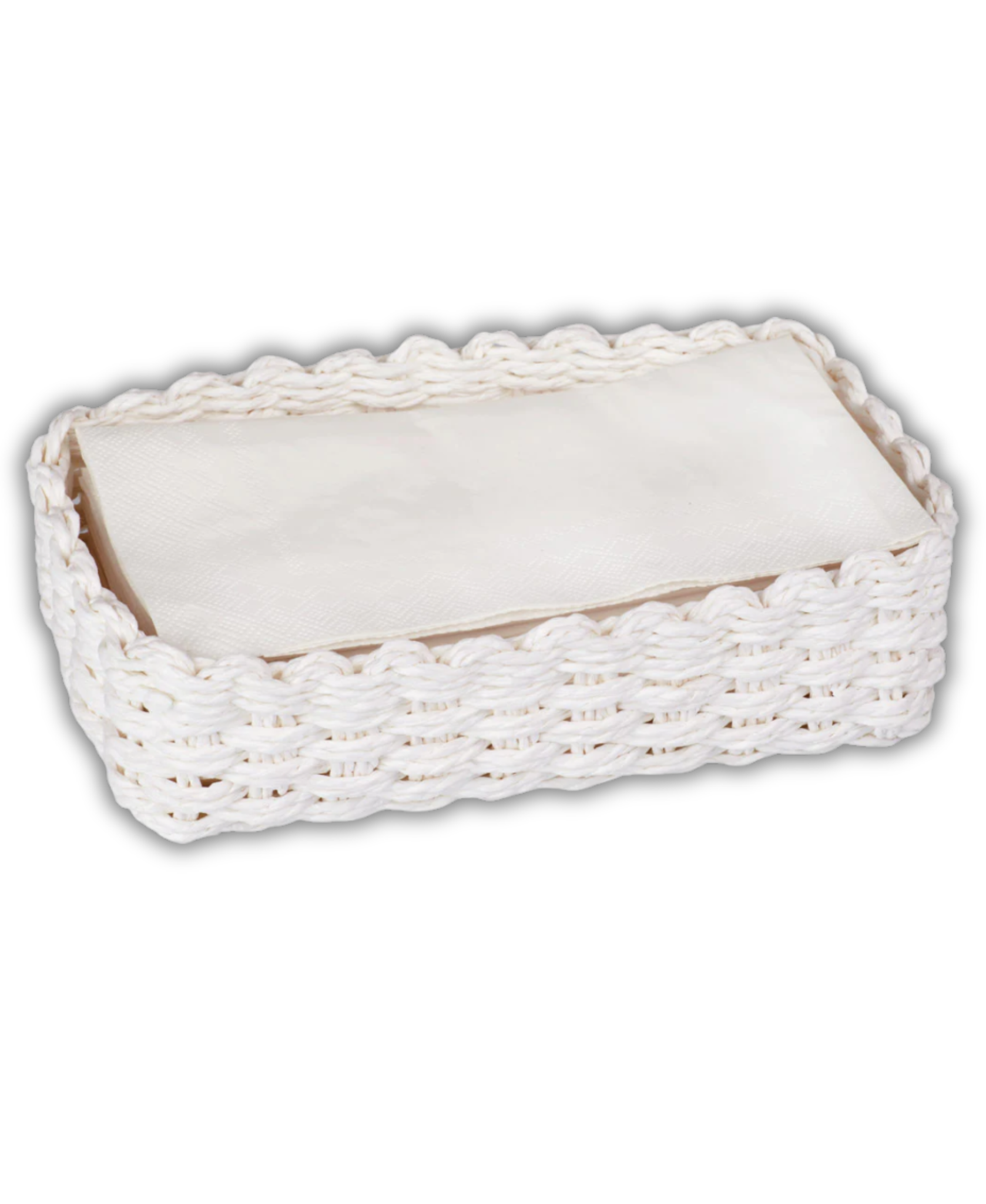Paper Woven White Guest Towel Caddy