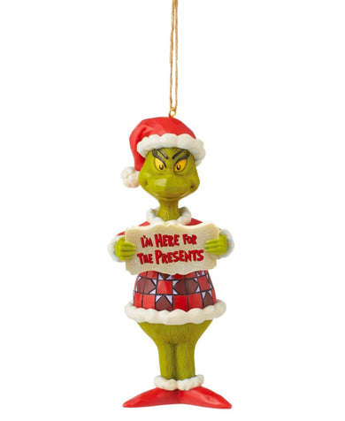 Jim Shore Grinch I'm Here For The Presents Hanging Ornament