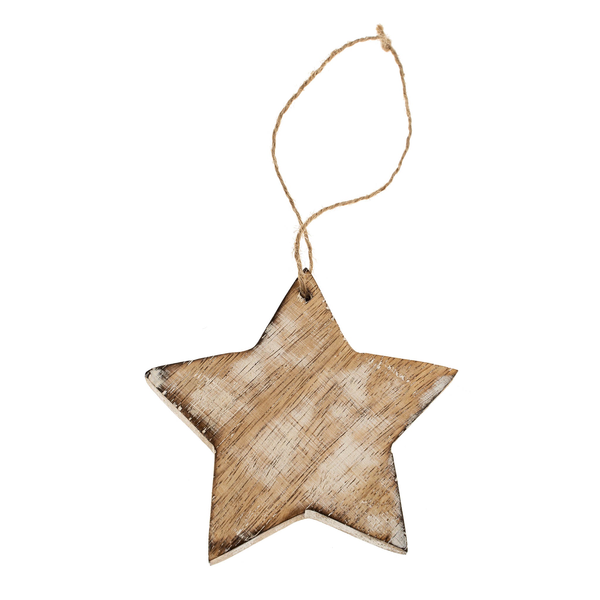 Wooden Whitewash Star Ornament
