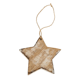 Wooden Whitewash Star Ornament