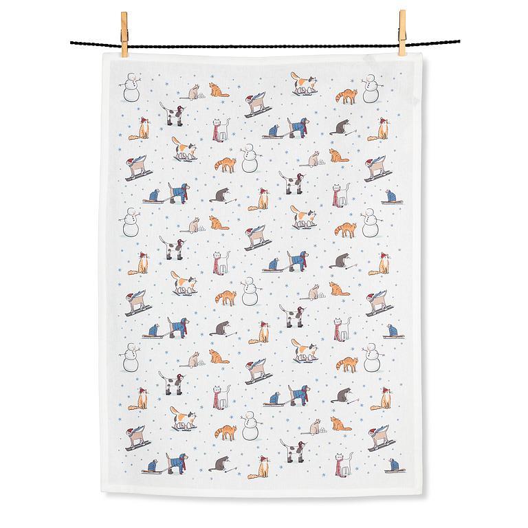 Winter Sports Cats Kitchen Towel by Abbott Collection
