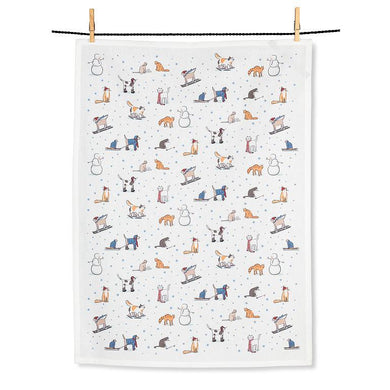 Winter Sports Cats Kitchen Towel by Abbott Collection
