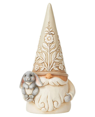 Jim Shore White Woodland Gnome Bunny Figurine