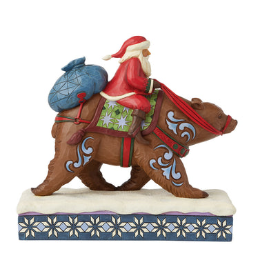 Jim Shore Heartwood Creek Bearing Gifts For One And All - Santa Riding A Bear Figurine