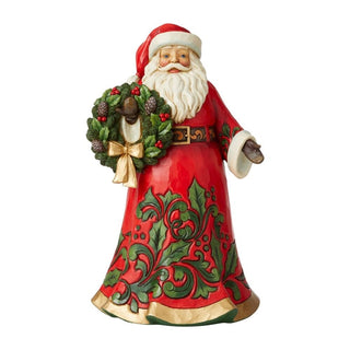 Jim Shore: Glad Tidings All Around - Santa Holding Holly Wreath Figurine