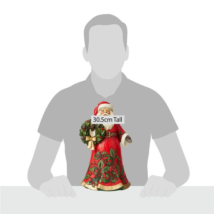 Jim Shore: Glad Tidings All Around - Santa Holding Holly Wreath Figurine