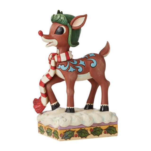 Jim Shore Traditions Rudolph In Aviator Hat And Scarf Figurine