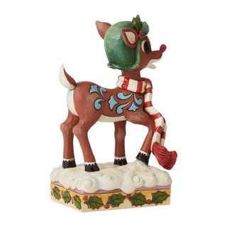 Jim Shore Traditions Rudolph In Aviator Hat And Scarf Figurine
