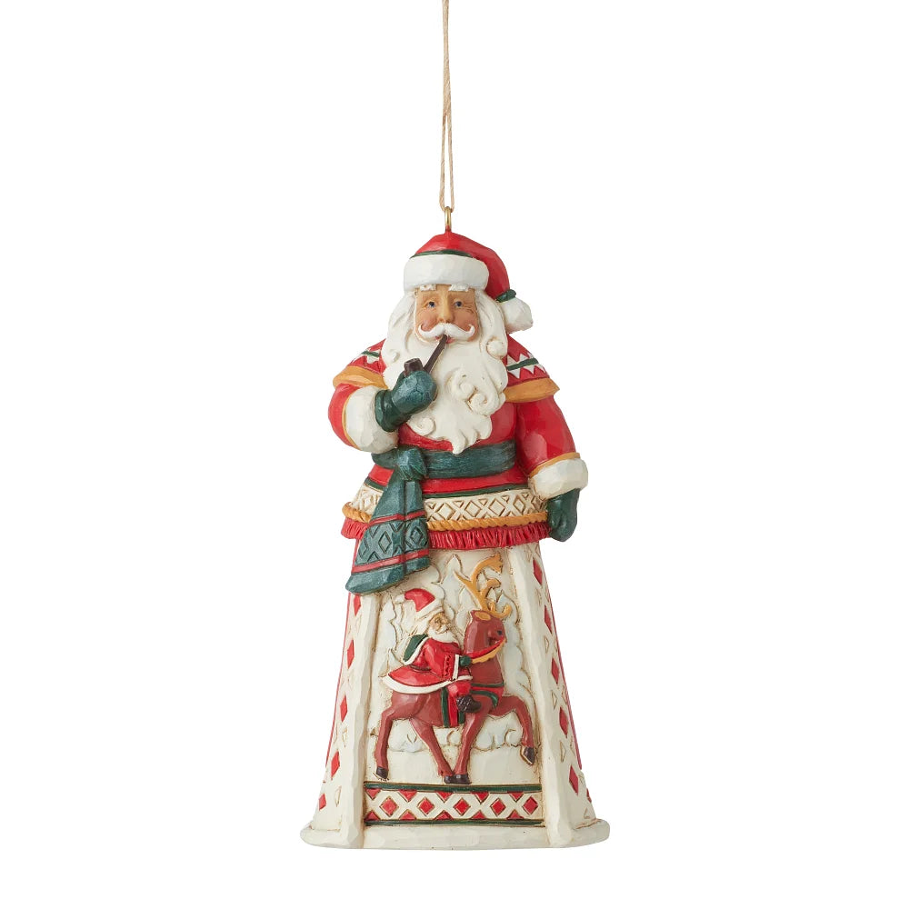 Jim Shore Lapland Santa With Reindeer Scene Hanging Ornament