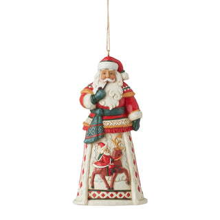 Jim Shore Lapland Santa With Reindeer Scene Hanging Ornament