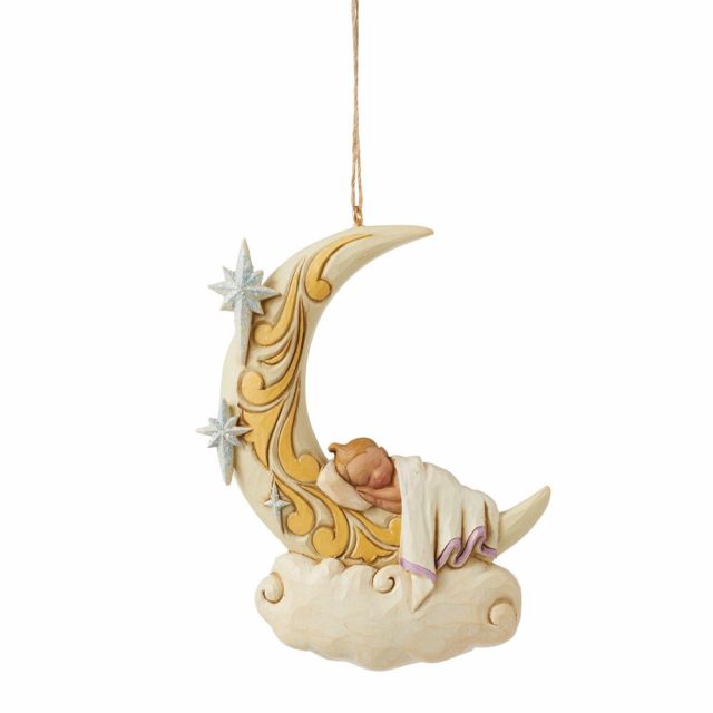 Jim Shore Heartwood Creek Baby Sleeping on Moon Ornament
