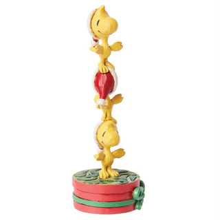 Jim Shore Peanuts Stacked Woodstocks On Gift Mini Figurine