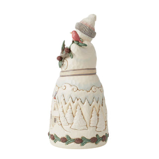 Jim Shore White Woodland Snowman With Pine Garland Figurine