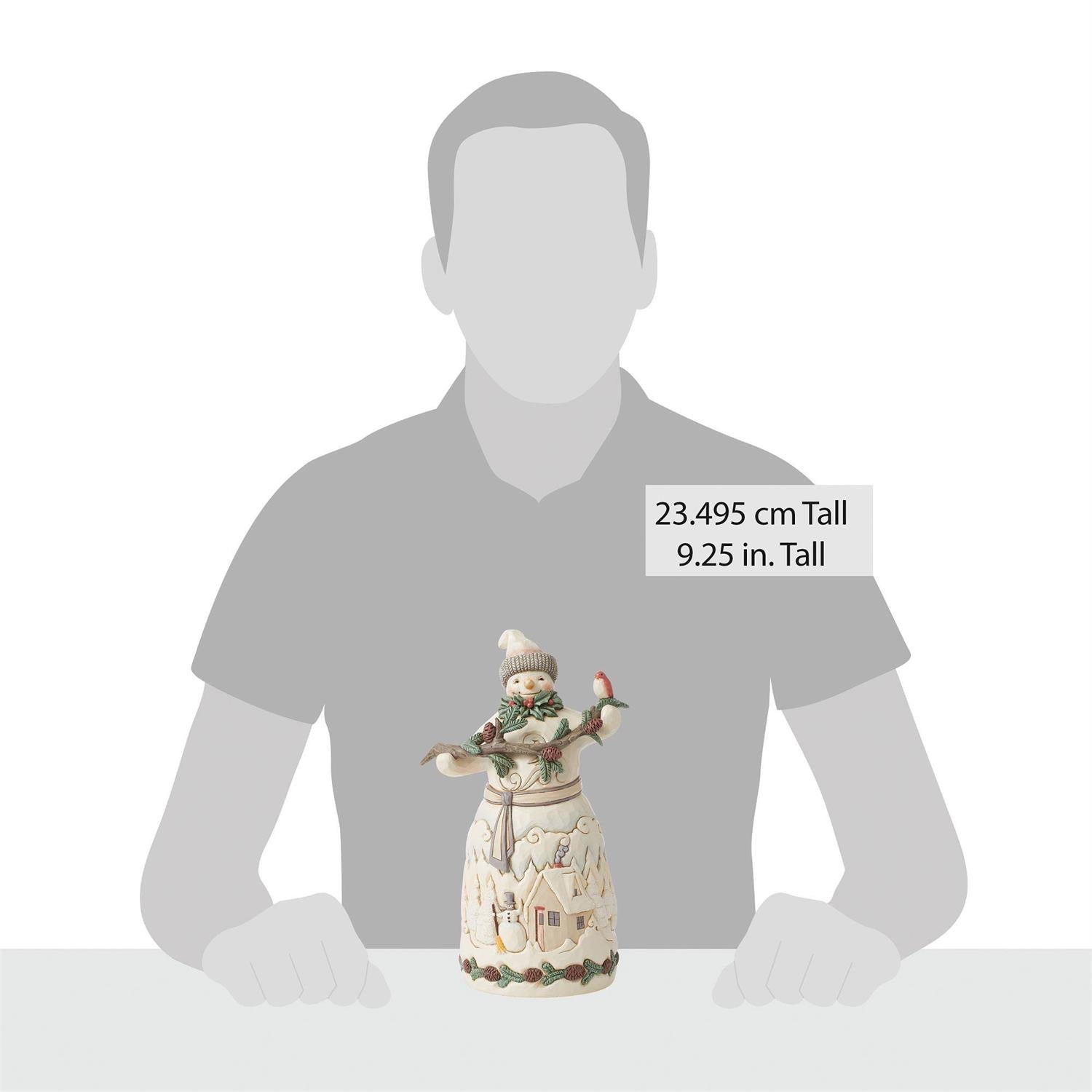 Jim Shore White Woodland Snowman With Pine Garland Figurine