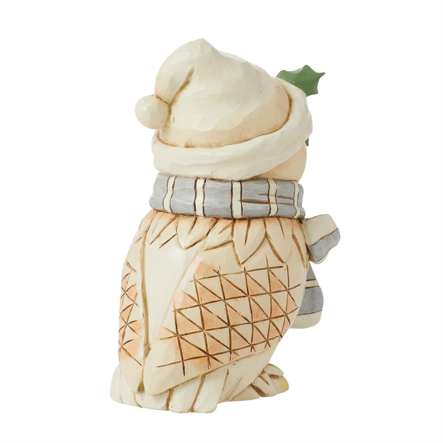 Jim Shore White Woodland Owl With Scarf Figurine