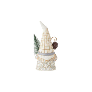 Jim Shore White Woodland Gnome With Sisal Tree Figurine