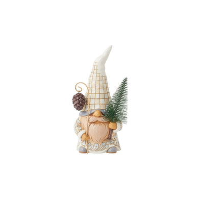Jim Shore White Woodland Gnome With Sisal Tree Figurine