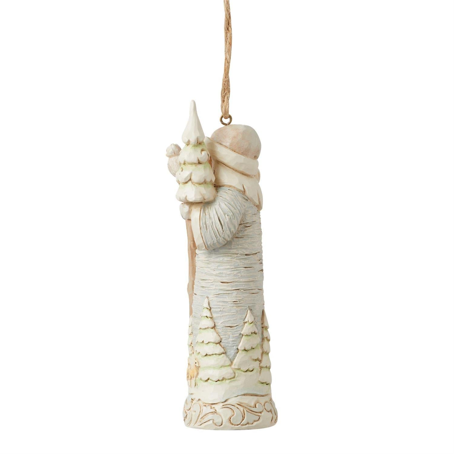Jim Shore White Woodland Birch Bark Santa Hanging Ornament