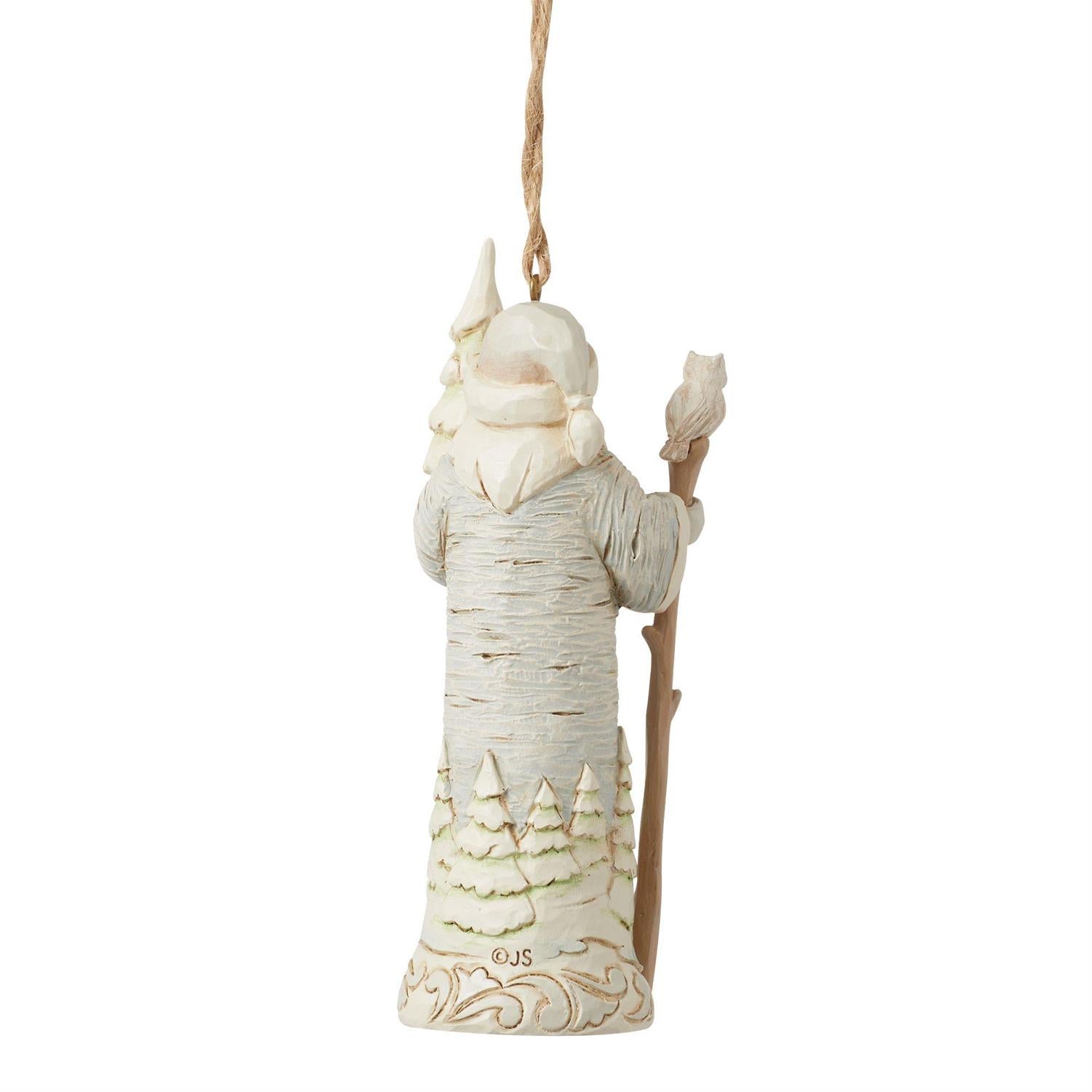 Jim Shore White Woodland Birch Bark Santa Hanging Ornament