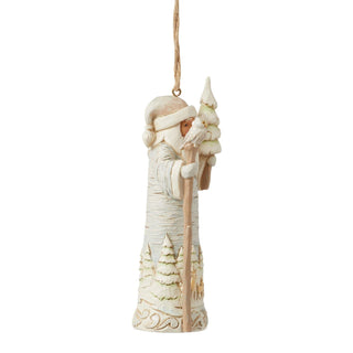 Jim Shore White Woodland Birch Bark Santa Hanging Ornament