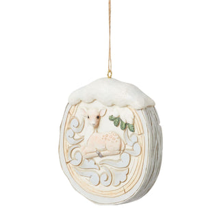 Jim Shore White Woodland Birch Bark Fawn Scene Hanging Ornament