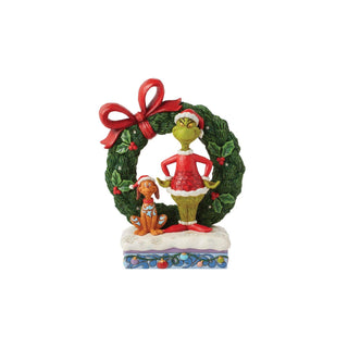 Jim Shore The Grinch & Max In Wreath Light-Up Figurine