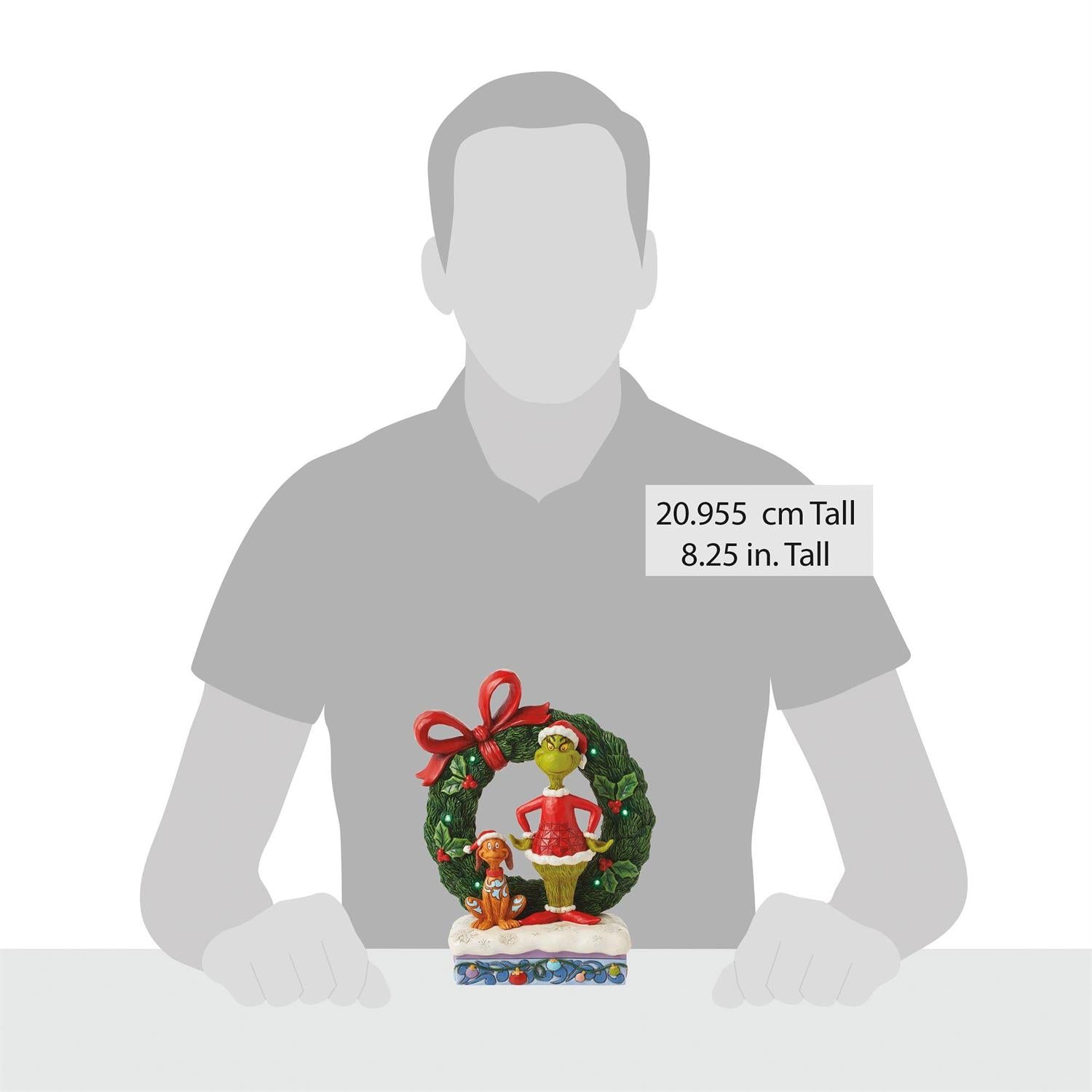 Jim Shore The Grinch & Max In Wreath Light-Up Figurine